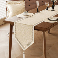 Chemin de table lin motifs floraux style champetre