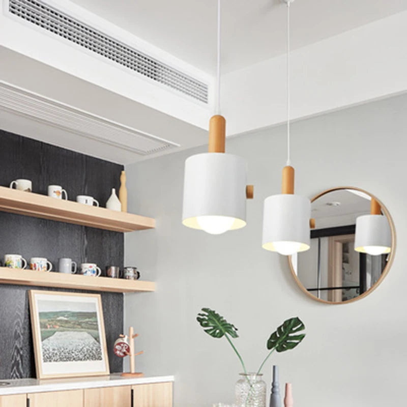 Lustre LED de chevet de chambre à coucher de Macarons nordiques rond rond décoratif salle à manger suspension lumière créative intérieure suspension lustre - vue 4 sur 9
