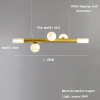 lustre de luxe en boule de marbre véritable post-moderne suspendu