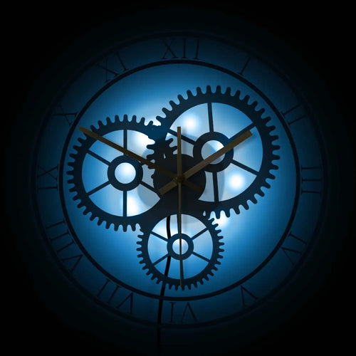 horloge murale rétro silencieuse à chiffres romains et engrenages mécaniques - vue 4 sur 8