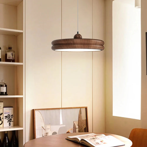 lustre médiéval lampe bar style japonais en rondins suspendue - vue 2 sur 11