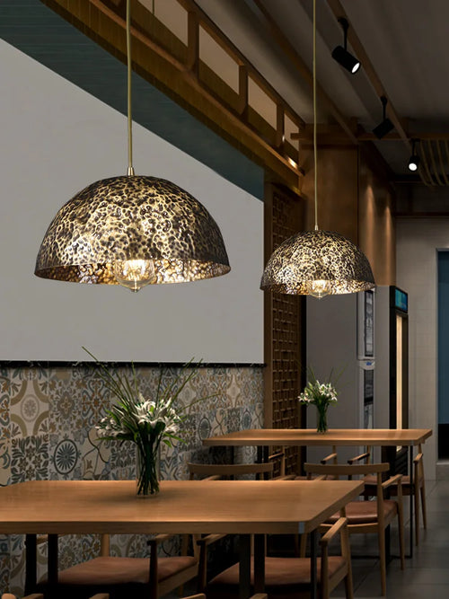lustre décoratif chinois en cuivre pour ambiance zen - vue 4 sur 14