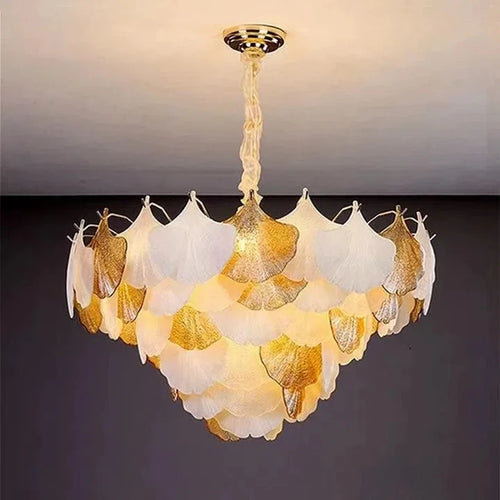 suspension moderne en verre ginkgo pour éclairage intérieur décoratif - vue 3 sur 10