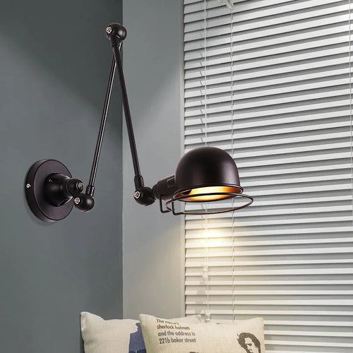 applique murale rétractable bras oscillant avec interrupteur loft - vue 2 sur 16