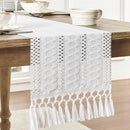 Chemin de table macramé bohème ivoire à franges