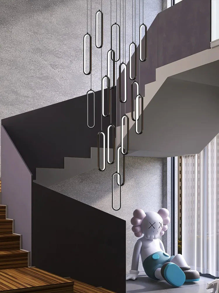 lustre led moderne avec anneau pivotant pour escalier - vue 1 sur 11