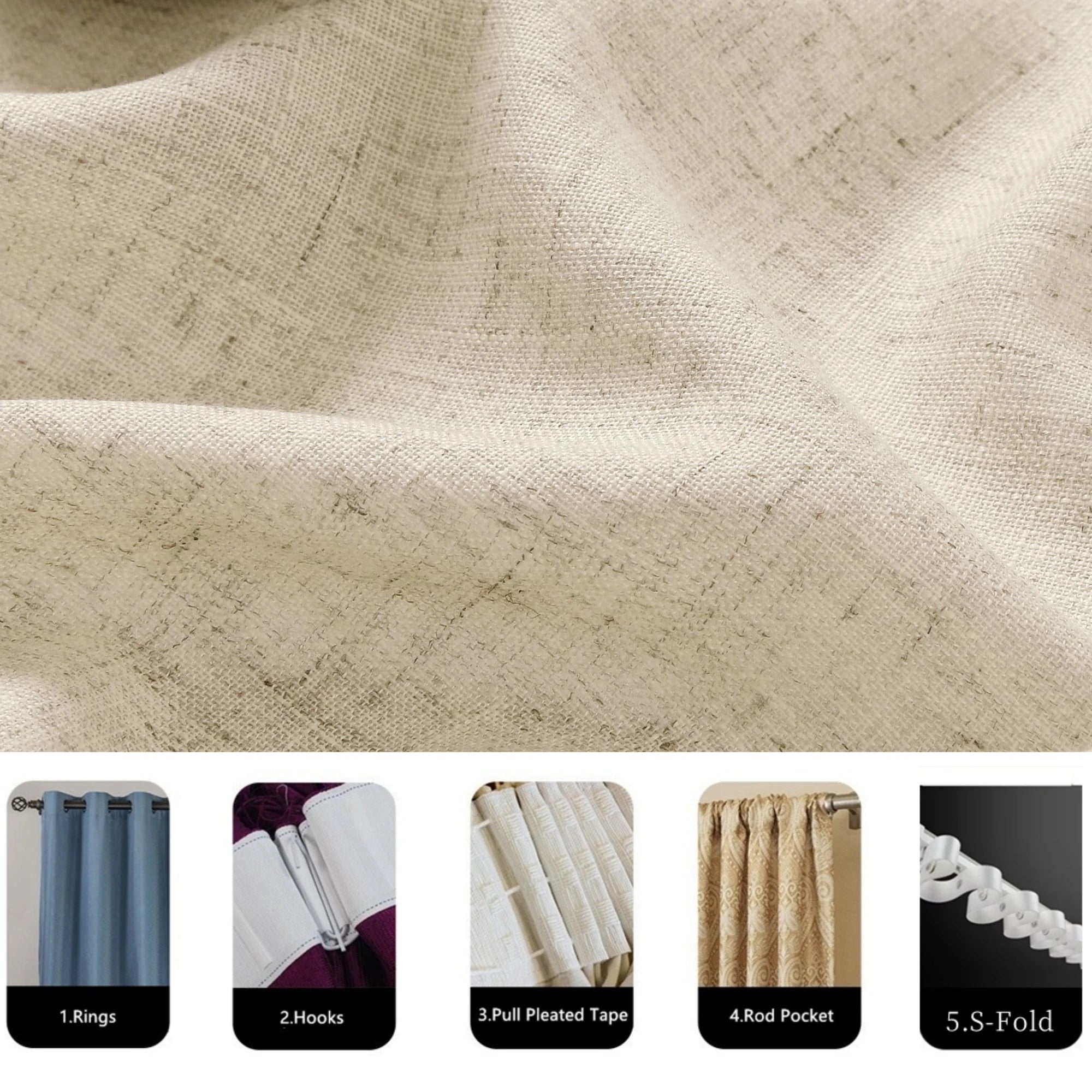 Voilage imitation lin extra long style moderne - vue 5 sur 6
