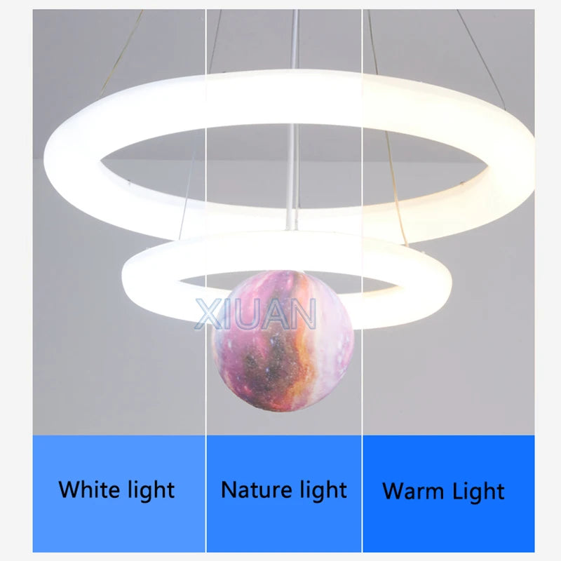 Creative Children's Room Pendant Lamps 360 Degree Lighting Annular Sconces Unicorn Astronaut Bedroom Hanging Light Pink Blue - vue 5 sur 9
