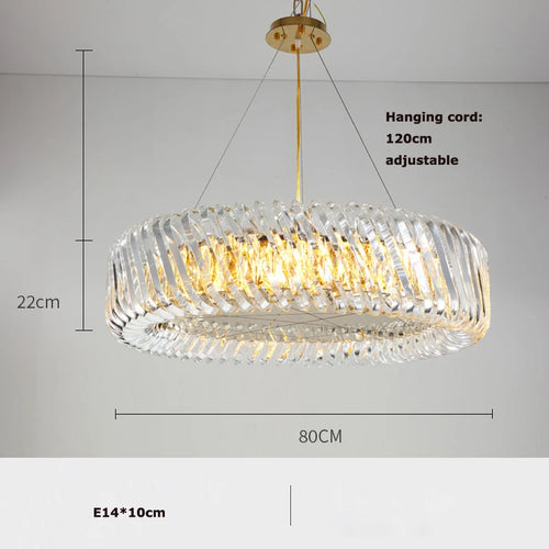 plafonnier moderne rond en cristal doré à led dimmable - vue 12 sur 16
