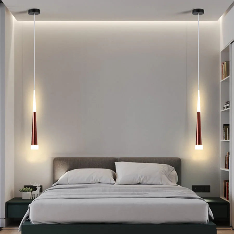 Nordique Long Tube chambre chevet Suspension lampe cuisine Suspension île salle à manger Table Suspension Suspension lumière - vue 5 sur 11