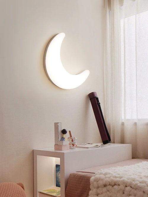 applique murale led moderne en forme de lune décorative et créative - vue 5 sur 12