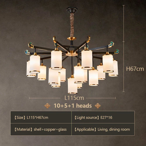 lustre en cuivre design style chinois pour éclairage moderne - vue 12 sur 12