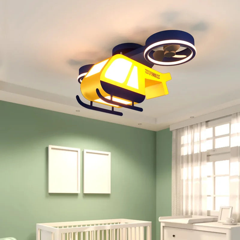 sandyha lampe led acrylique design hélicoptère dessin animé pour enfants - vue 2 sur 7