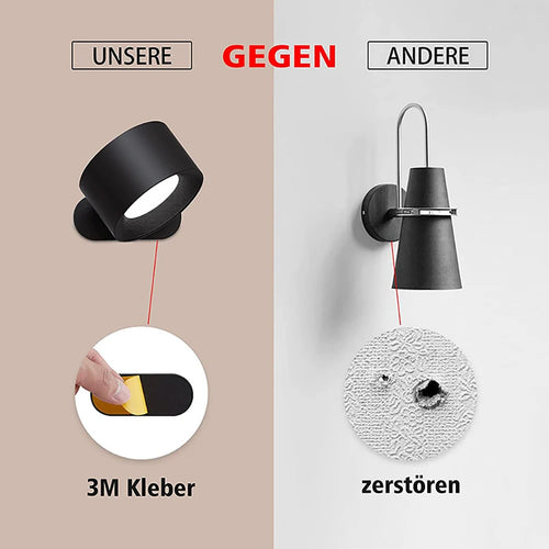 applique murale led rechargeable usb rotation 360° boule magnétique dimmable tactile - vue 9 sur 9
