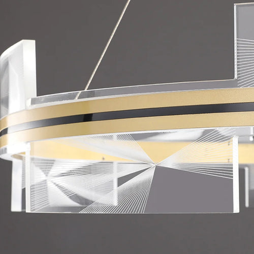 lustre moderne créatif design géométrique avec cercle doré - vue 5 sur 8
