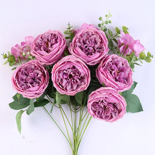 bouquet de roses artificielles en soie pour décoration intérieure - vue 17 sur 16