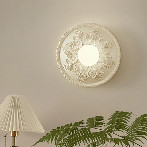 applique murale ronde rétro en verre blanc haut de gamme - vue 3 sur 8