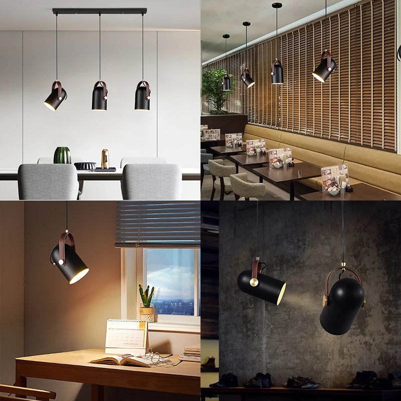 Suspension rotatives projecteurs modernes lampes suspendues en métal décor à la maison chambre salon salle à manger éclairage intérieur peinture en bois - vue 3 sur 12