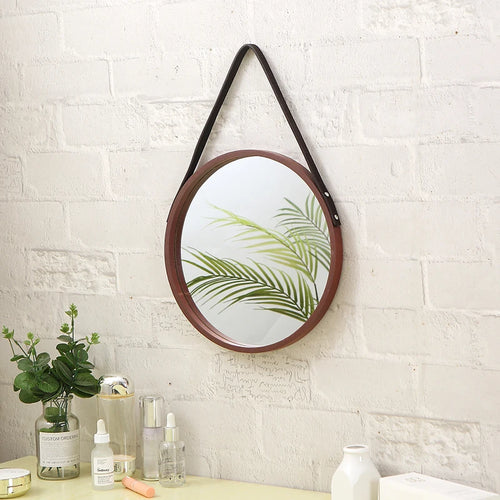 miroirs décoratifs ronds en bois rétro pour décoration intérieure - vue 2 sur 7