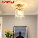 plafonnier led en cristal doré pour décoration intérieure
