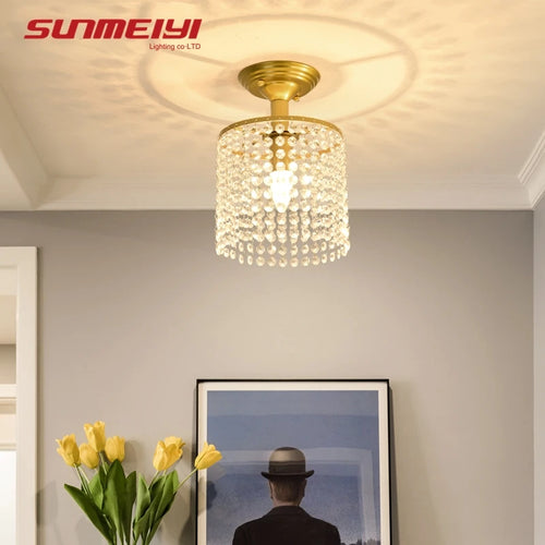 plafonnier led en cristal doré pour décoration intérieure - vue 2 sur 7