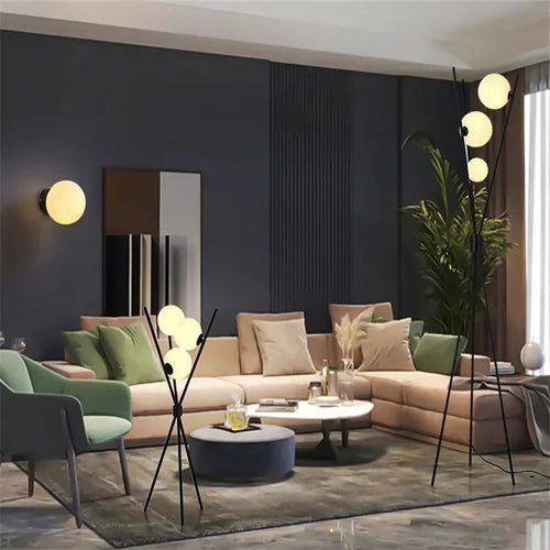 Lampadaire LED lune boule de verre - vue 6 sur 9