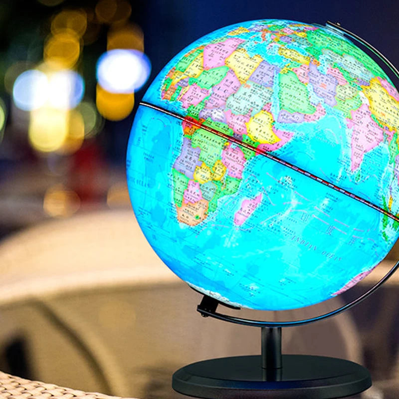 globe étudiant géographie avec lampe et base métallique pour bureau - vue 3 sur 14