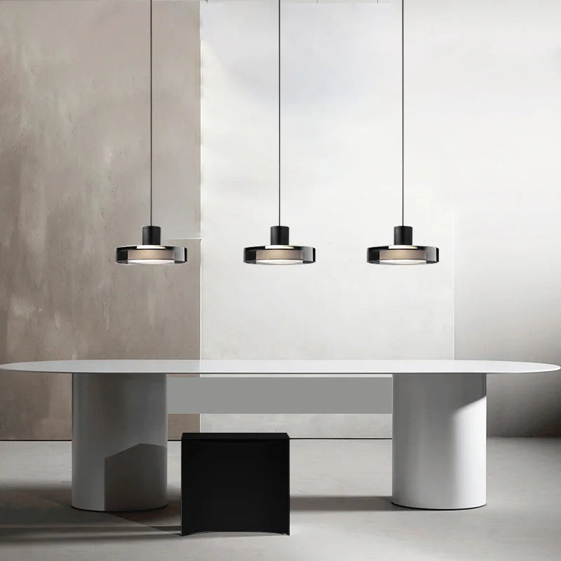 suspension ronde moderne en verre pour intérieur avec fil réglable - vue 1 sur 7