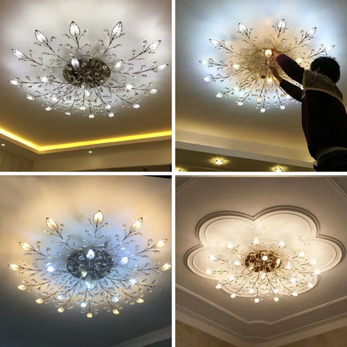 SANDYHA moderne nordique lustres de plafond lumière LED cristal salon salle à manger chambre luxe branche Lampara Techo Para Sala - vue 7 sur 18