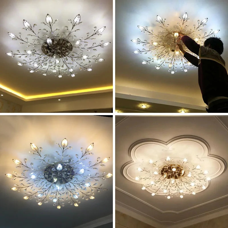 SANDYHA moderne nordique lustres de plafond lumière LED cristal salon salle à manger chambre luxe branche Lampara Techo Para Sala - vue 6 sur 18