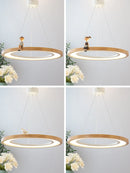 suspension ronde à led en bois pour éclairage commercial et industriel