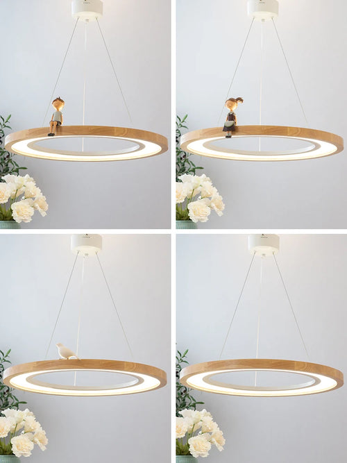suspension ronde à led en bois pour éclairage commercial et industriel - vue 7 sur 10