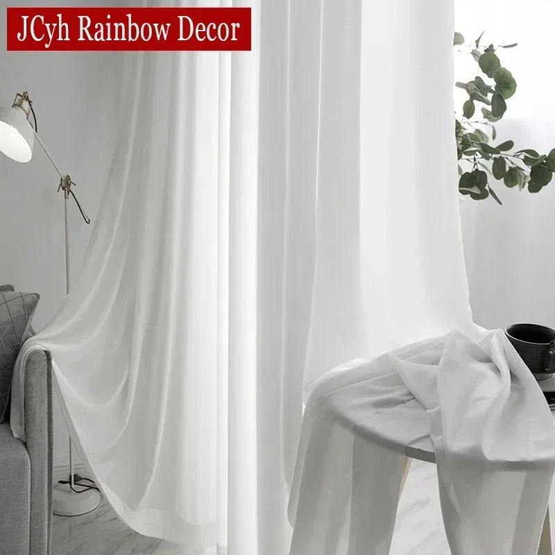 Voilage froissé moderne léger pour salon chambre fenêtre - vue 4 sur 9
