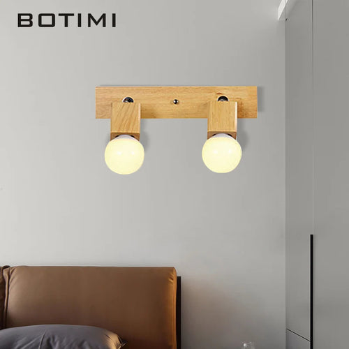 botimi triple applique miroir bois base nordique ajuster hôtel lumières murale - vue 7 sur 10
