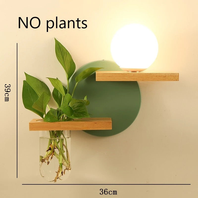 applique murale led en bois avec pot de plante nordique - vue 19 sur 23