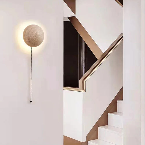 applique murale moderne en pierre avec lumière intégrée et interrupteur - vue 5 sur 8