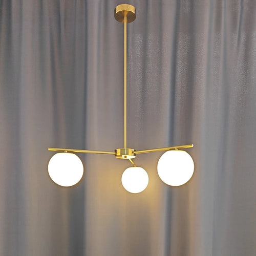 lustre nordique moderne en verre laiteux pour décoration maison - vue 2 sur 7