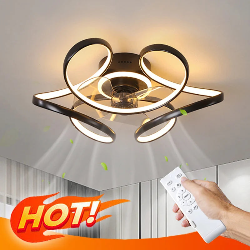 plafonnier moderne avec ventilateur silencieux et éclairage intégré - vue 3 sur 8