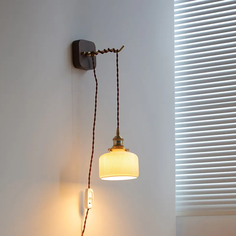 applique murale led noyer cuivre moderne baguette plug-in - vue 6 sur 23