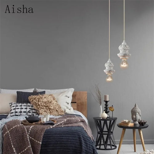 suspension rétro style rural imitation bois pour intérieur - vue 8 sur 8