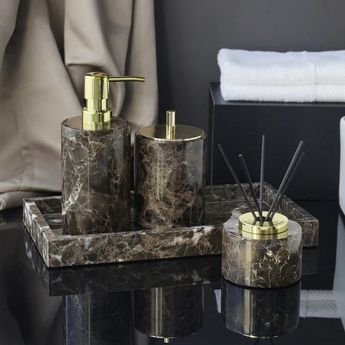 accessoires de salle de bain en marbre naturel ensemble luxe - vue 3 sur 27