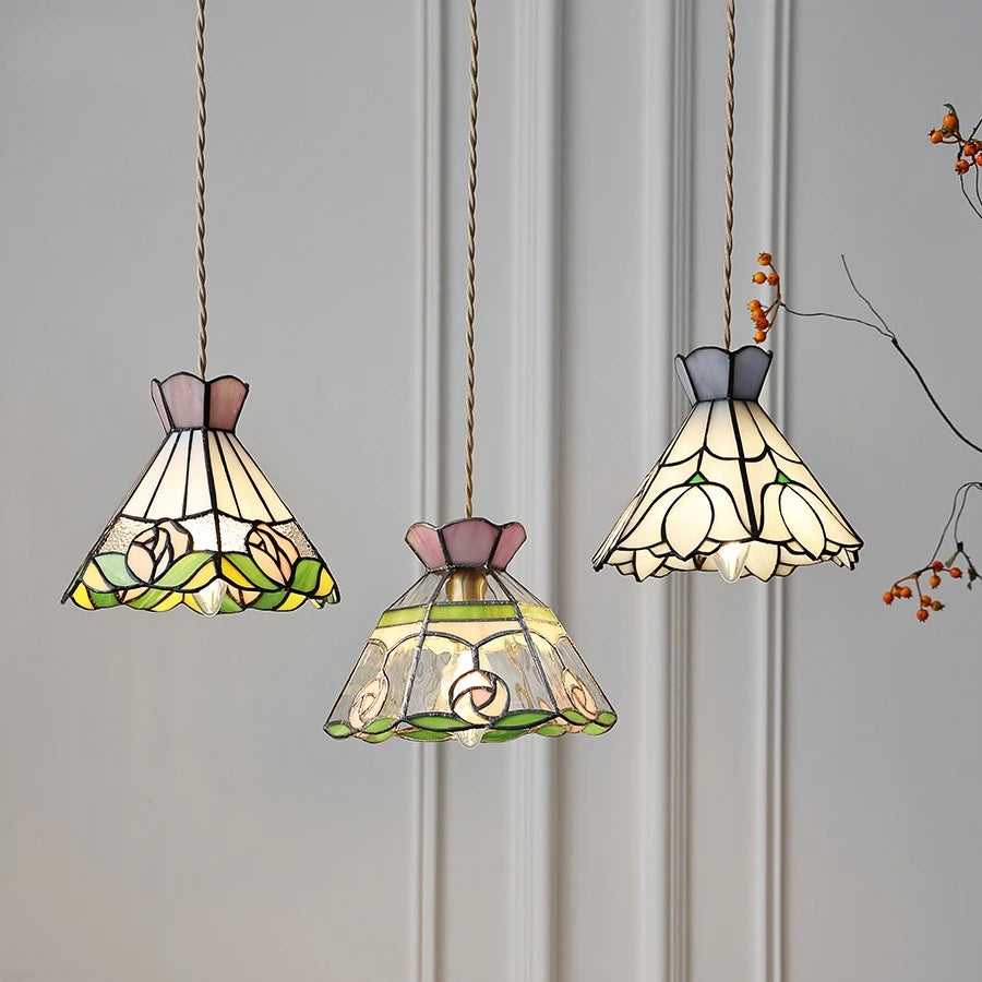 suspension fleur verre cuivre nordique moderne led iwhd europe syle - vue 3 sur 26
