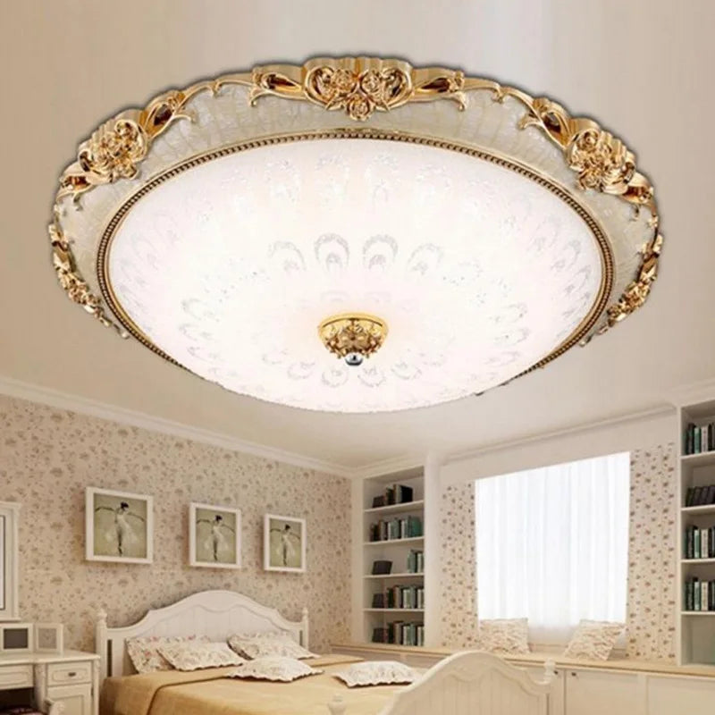 Plafonnier européen rond LED chambre salon lampe balcon allée restaurant décoration verre plafonnier mx10181358
