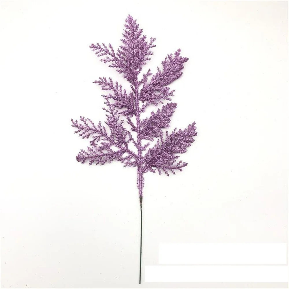 décoration de noël feuilles de pin paillettes pour bricolage couronne arbre - vue 6 sur 17