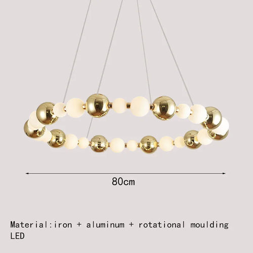 lustre led boule acrylique avec anneau doré et fils réglables - vue 10 sur 10