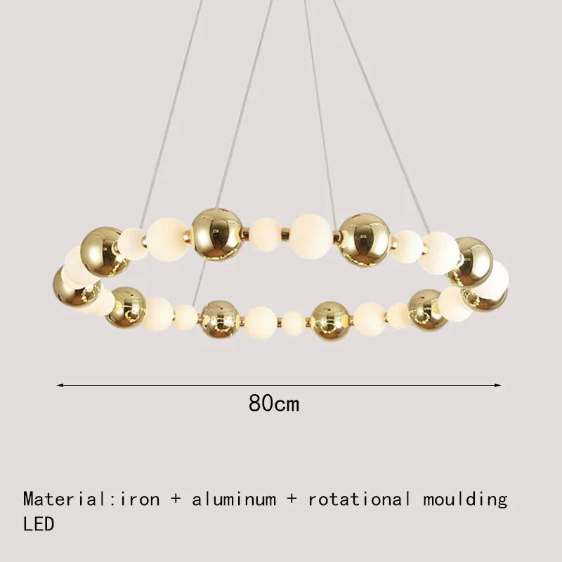lustre led boule acrylique avec anneau doré et fils réglables - vue 10 sur 10
