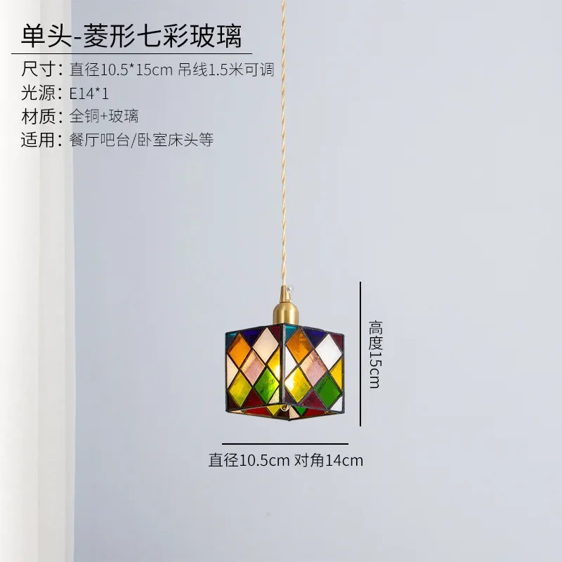 plafonnier cube style tiffany en verre teinté décoration intérieure - vue 9 sur 9