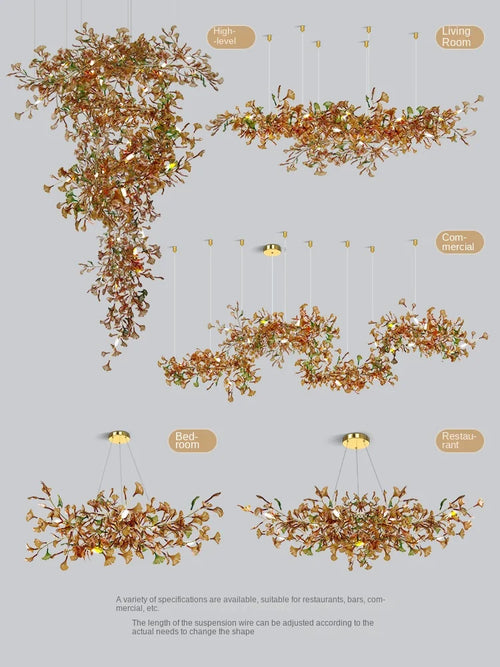 suspension moderne en ginkgo en verre personnalisée pour un éclairage élégant - vue 6 sur 16