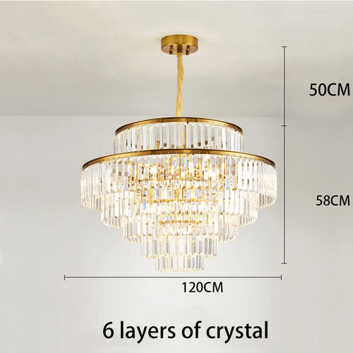 lustre moderne en cristal doré pour éclairage décoratif intérieur - vue 11 sur 10