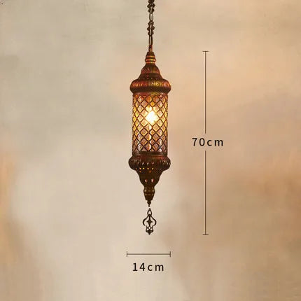 lustre industriel rétro en fer et verre coloré pour établissements asiatiques